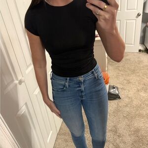 Zara Black Fitted Cap Sleeve T-Shirt